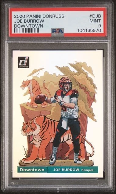 Joe Burrow #D-JB 2020 Donruss Football Downtown PSA 9 front