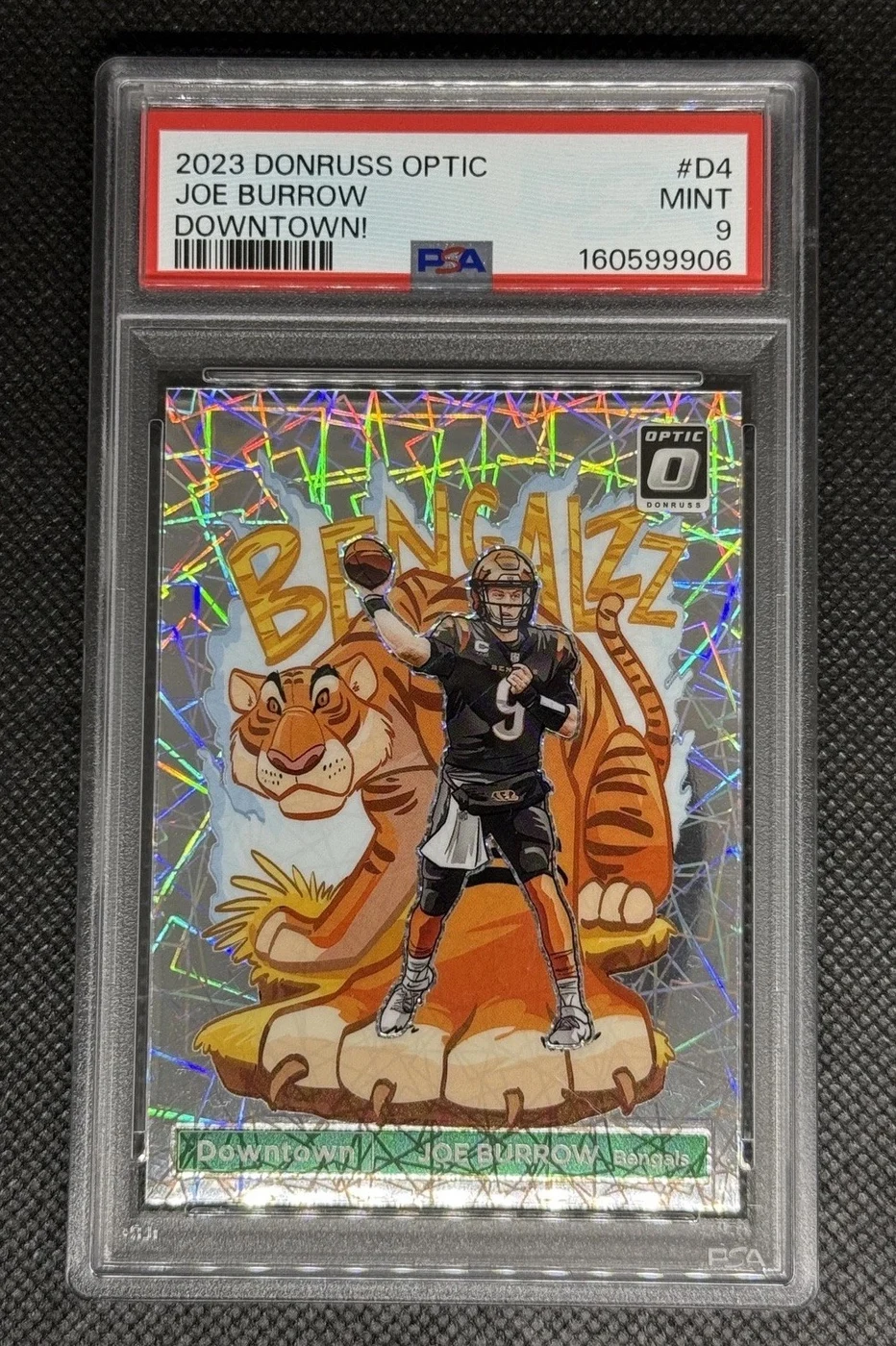 Joe Burrow #D-4 2023 Donruss Optic Football Downtown PSA 9 front