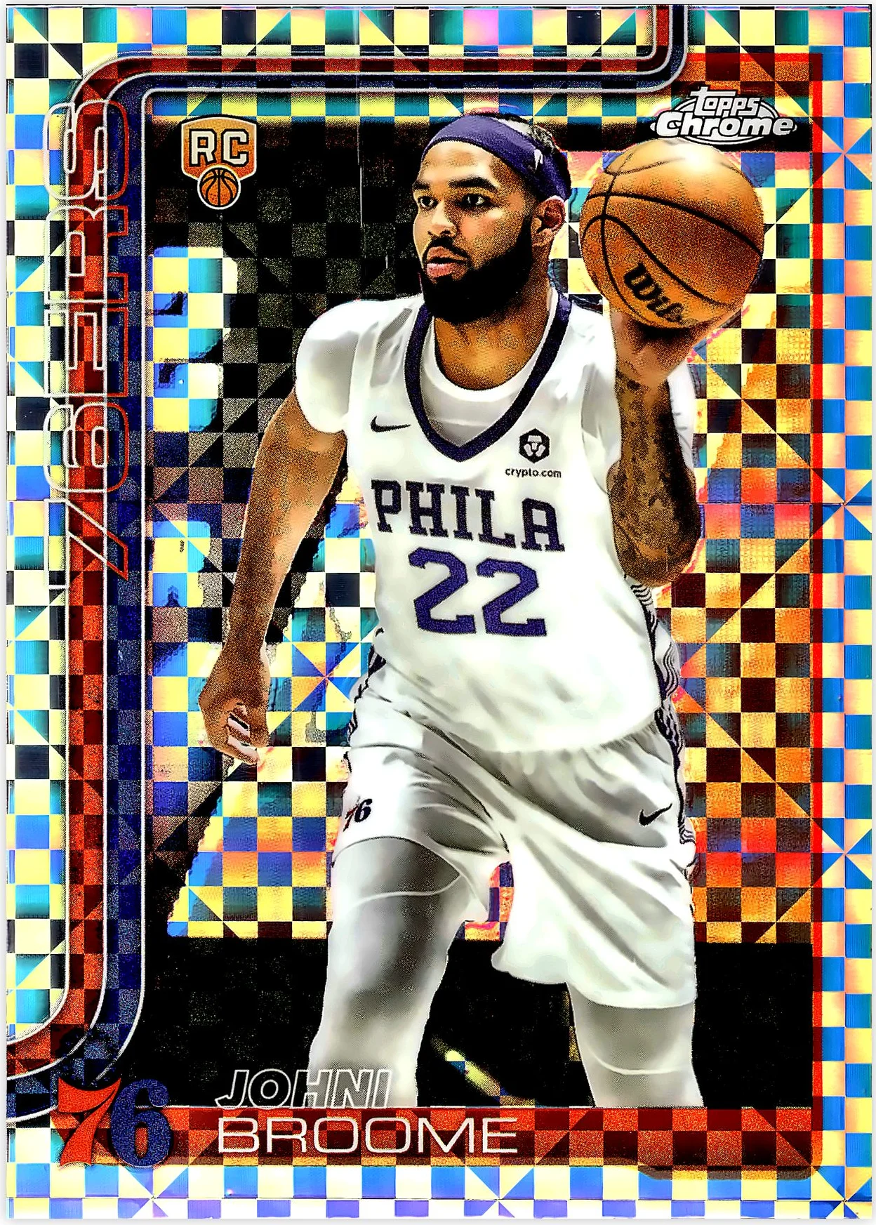 Johni Broome Rookie Card 2025-26 Topps Chrome #285 X-Fractor basketball rookie card - Front