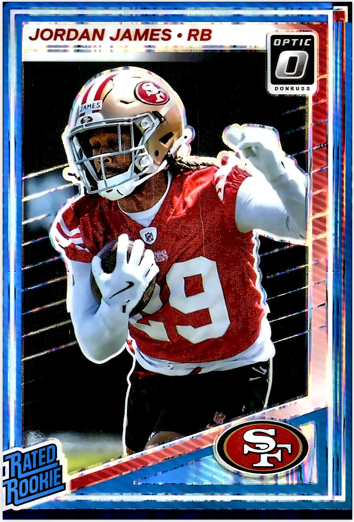 Jordan James 2025 Donruss Optic #278 Purple Shock football rookie card - Front