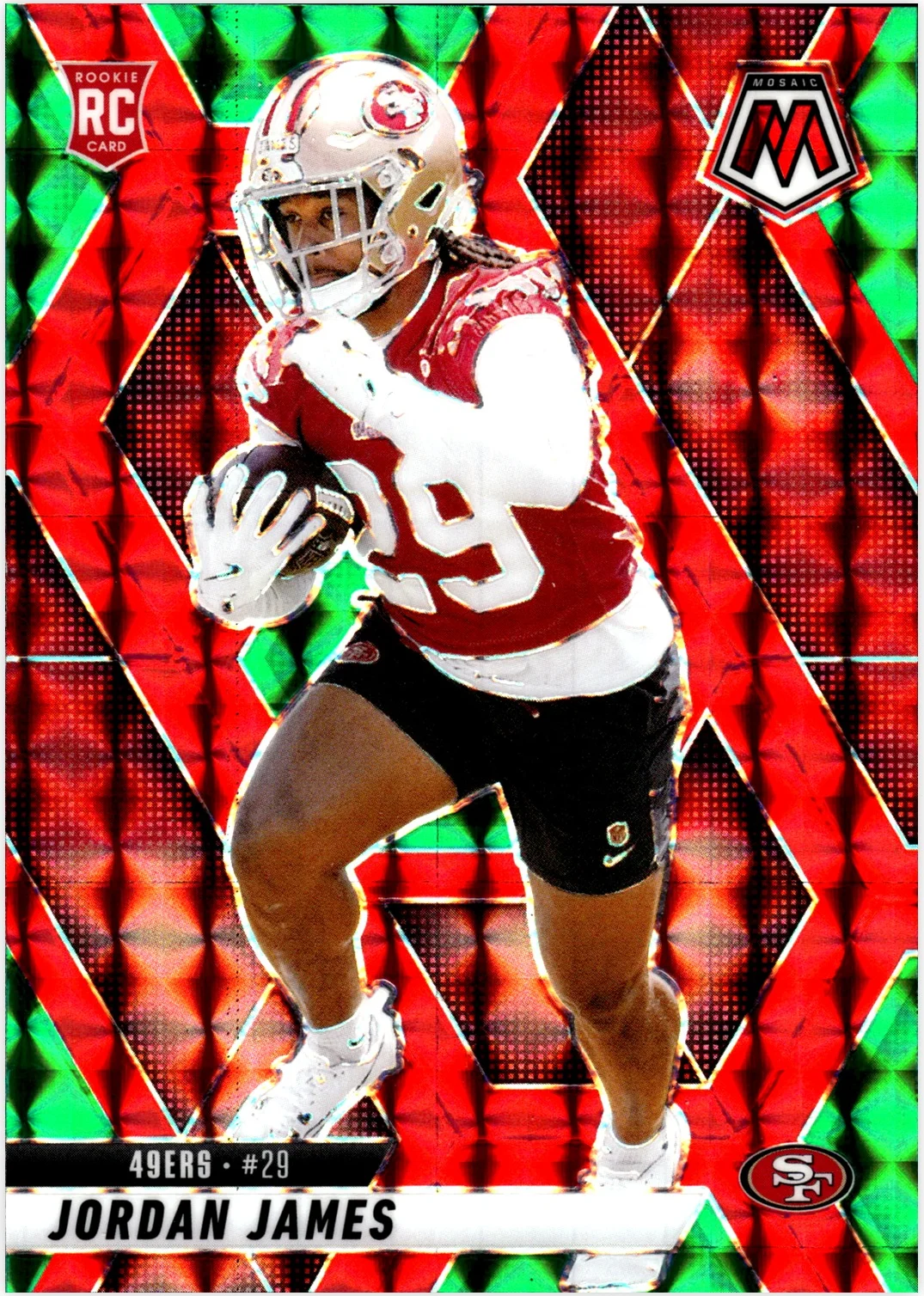 Jordan James Rookie Card 2025 Panini Mosaic #370 Mosaic Green football rookie card - Front