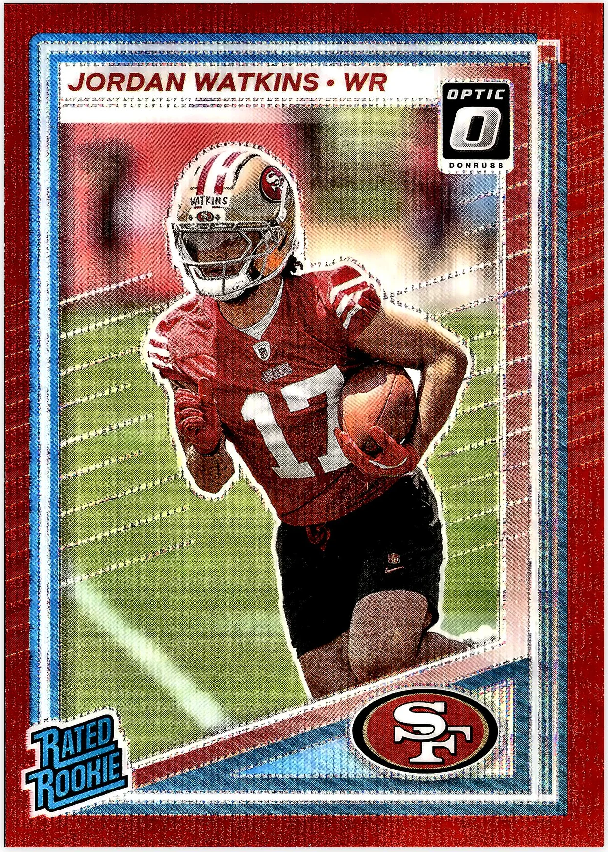 Jordan Watkins 2025 Donruss #356 Optic Rated Rookies Preview Red Wave football rookie card - Front