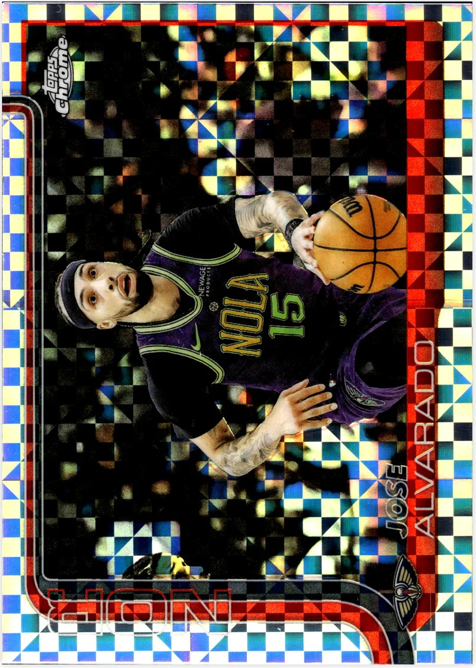 Jose Alvarado 2025-26 Topps Chrome #144 X-Fractor basketball card - Front