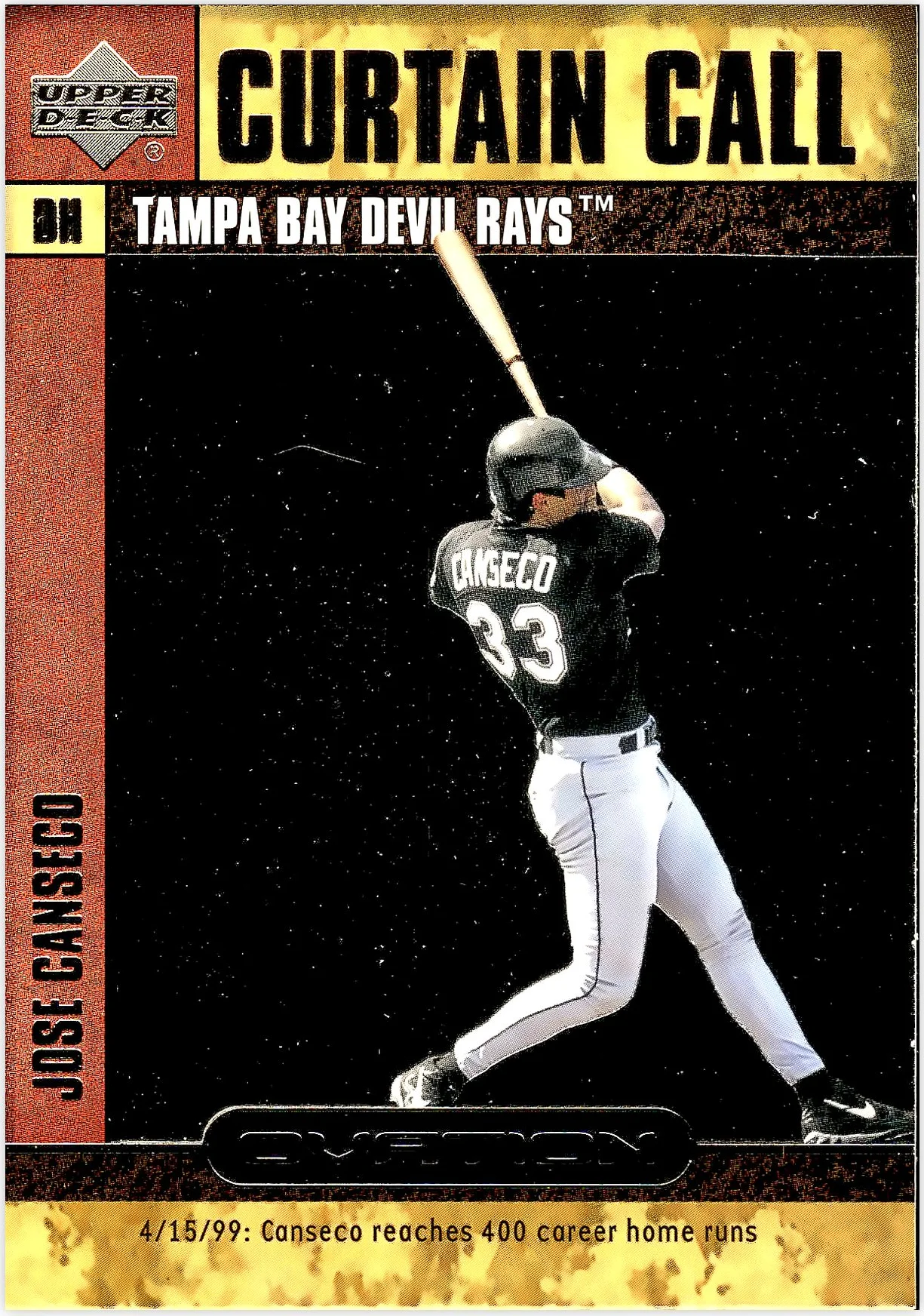 Jose Canseco 2000 Upper Deck Ovation #CC19 Curtain Calls baseball card - Front