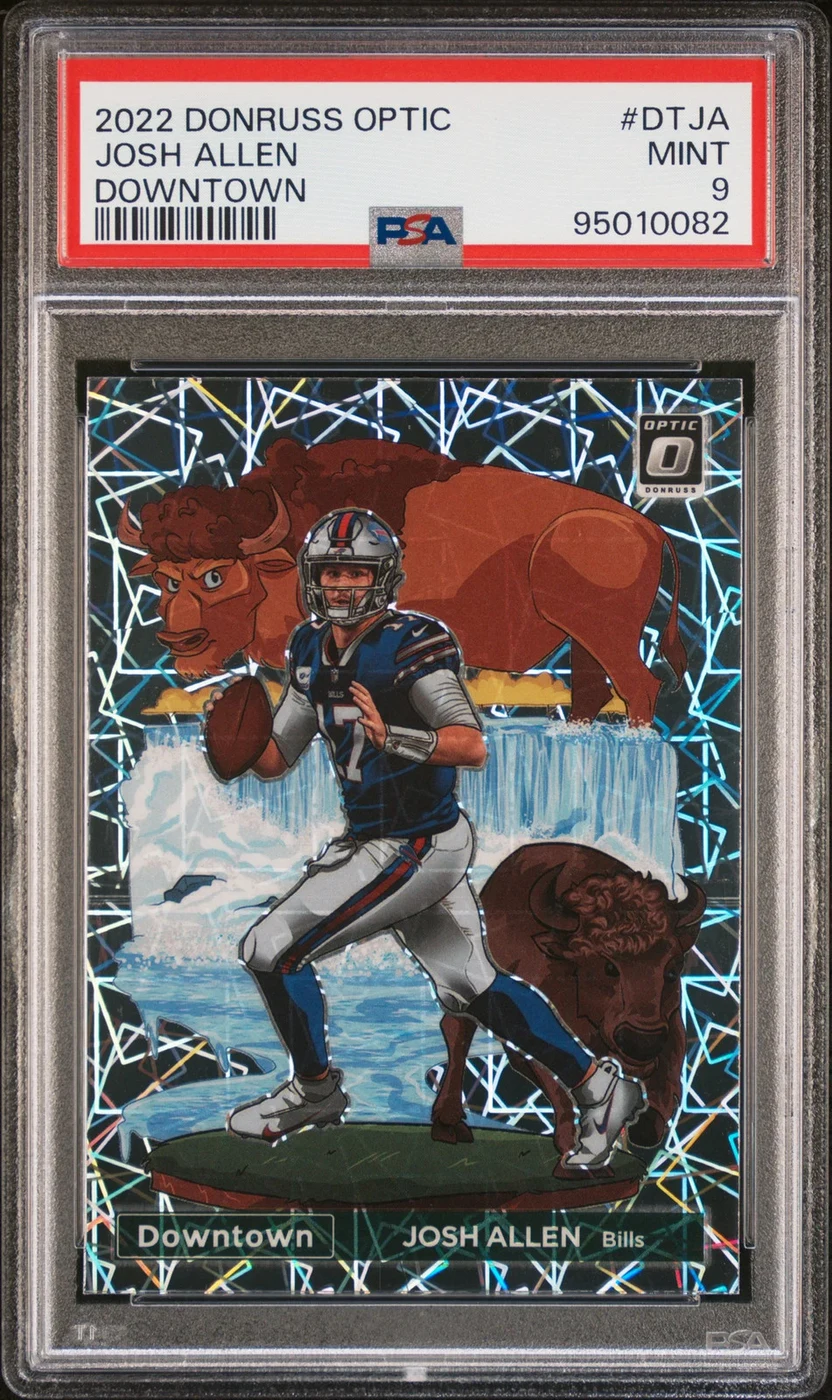 Josh Allen #DTJA 2022 Donruss Optic Football Downtown PSA 9 front