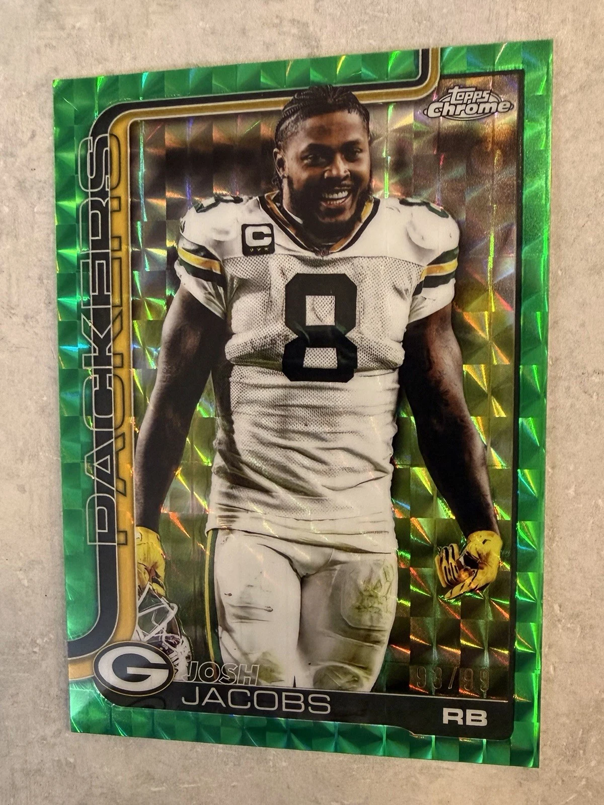 Josh Jacobs 2025 Topps Chrome Football card