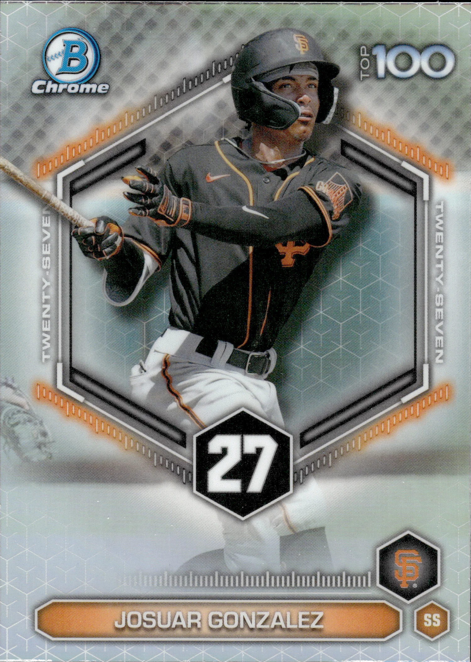 Josuar Gonzalez #BTP-27 2026 Topps Bowman Chrome Baseball Top 100 baseball card - Front