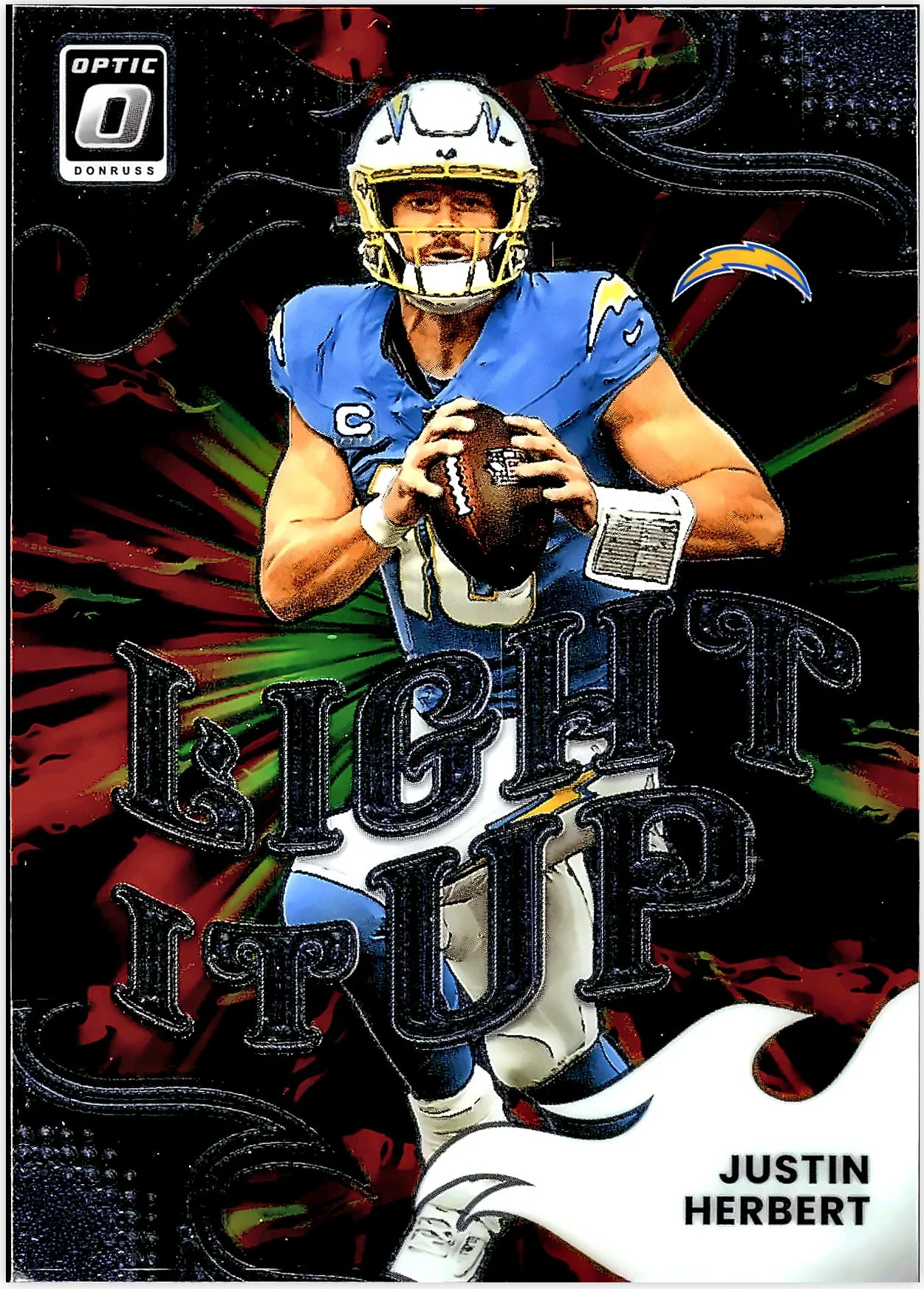 Justin Herbert 2025 Donruss Optic #12 Light It Up football card - Front