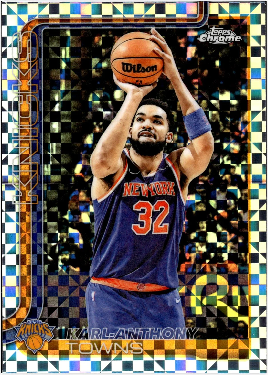 Karl-Anthony Towns 2025-26 Topps Chrome #179 X-Fractor basketball card - Front