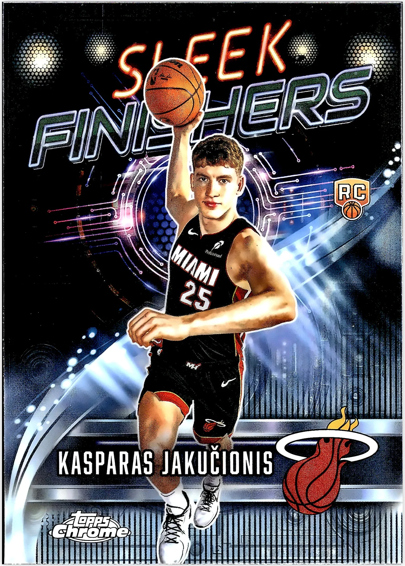 Kasparas Jakučionis 2025-26 Topps Chrome #SF-30 Sleek Finishers basketball rookie card - Front