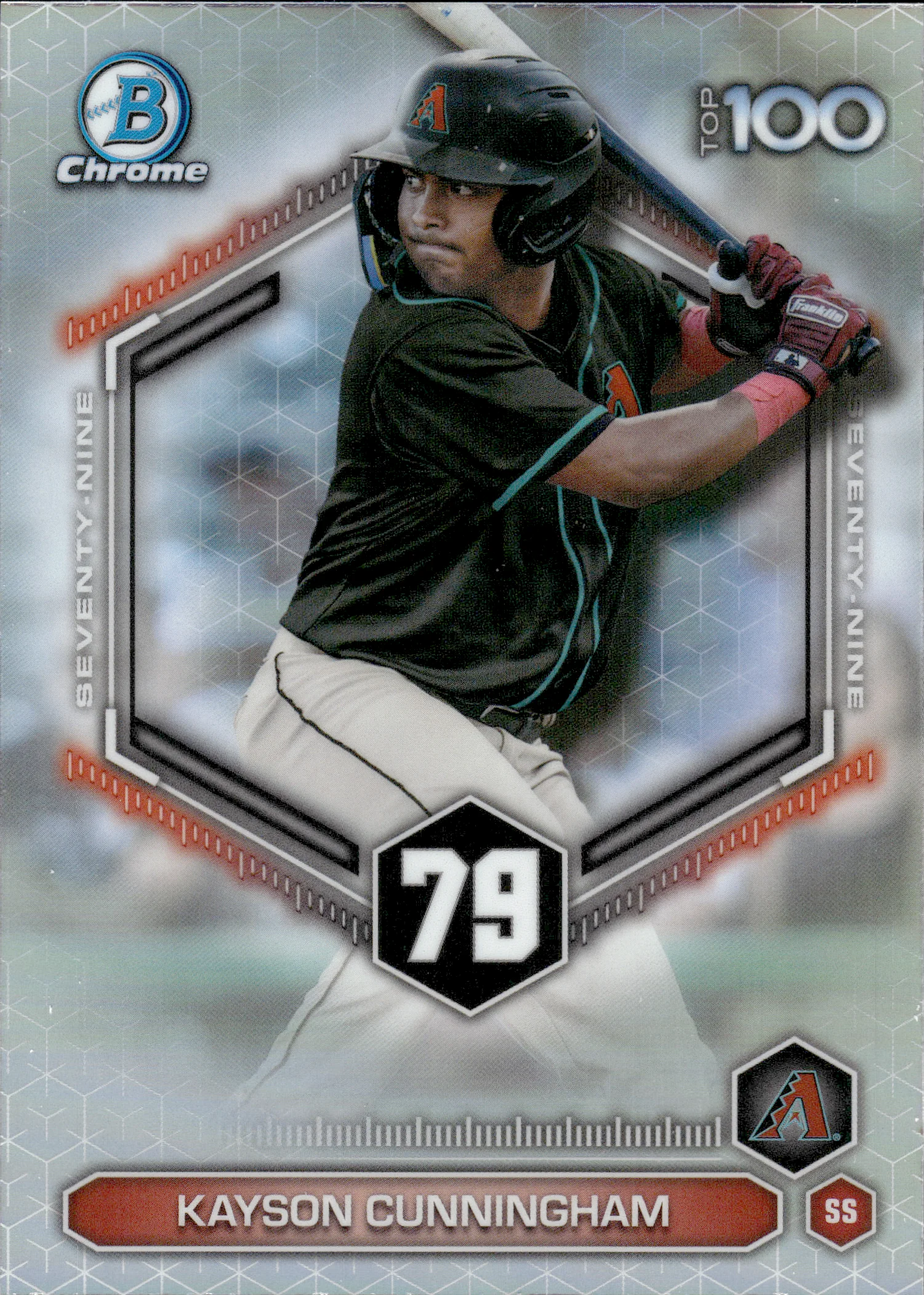 Kayson Cunningham #BTP-79 2026 Topps Bowman Chrome Baseball Top 100 baseball card - Front