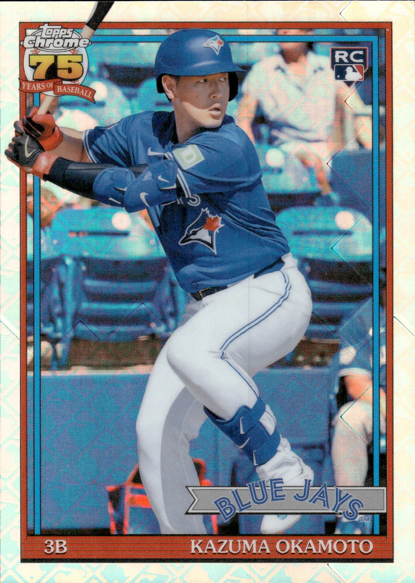 Kazuma Okamoto #91CB-24 Logofractor Rookie Card 2026 Topps Chrome Baseball 1991 Insert baseball rookie card - Front