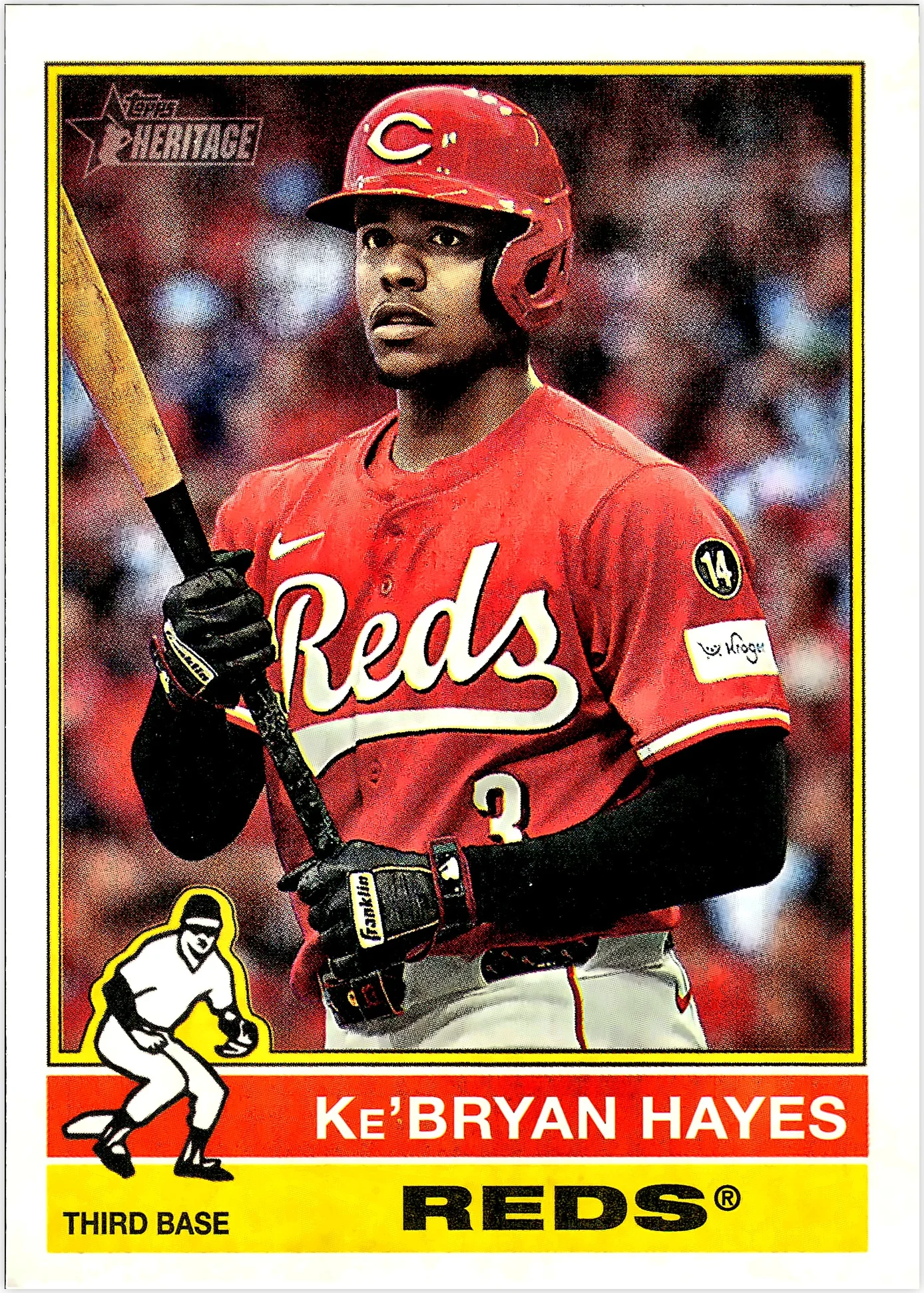 Ke’Bryan Hayes 2025 Topps Heritage #580 Dark Blue Border baseball card - Front