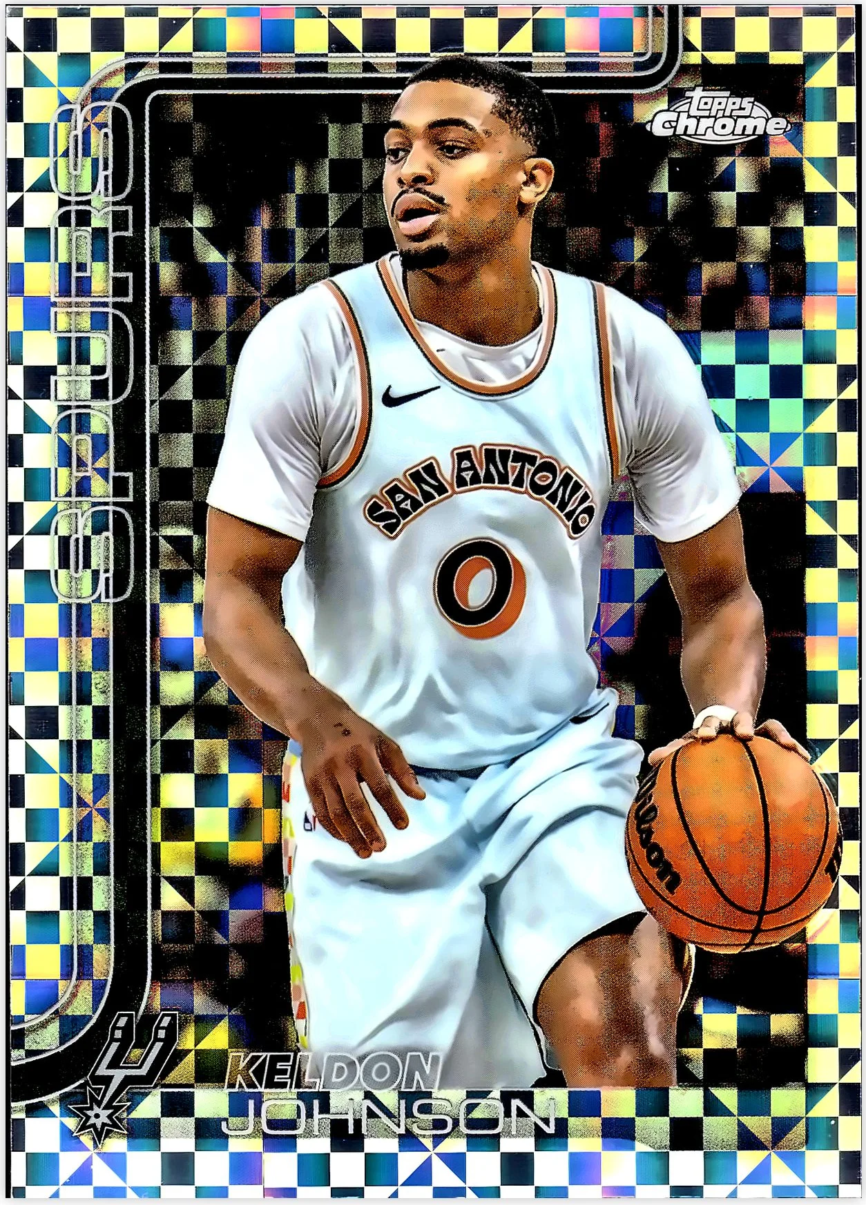 Keldon Johnson 2025-26 Topps Chrome #220 X-Fractor basketball card - Front