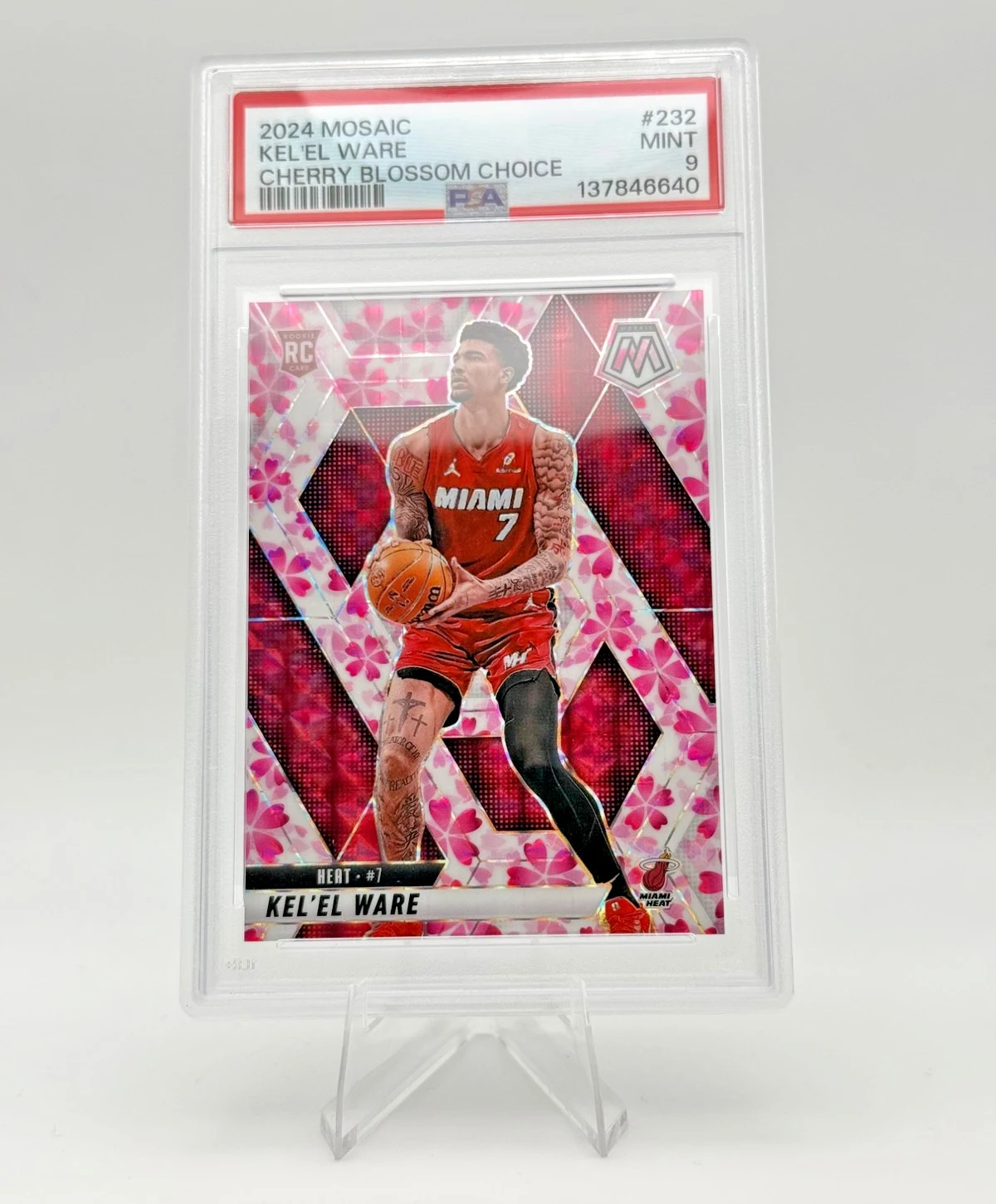 Kel'El Ware #232 Rookie Card 2024 Panini Mosaic Basketball Cherry Blossom PSA9 front