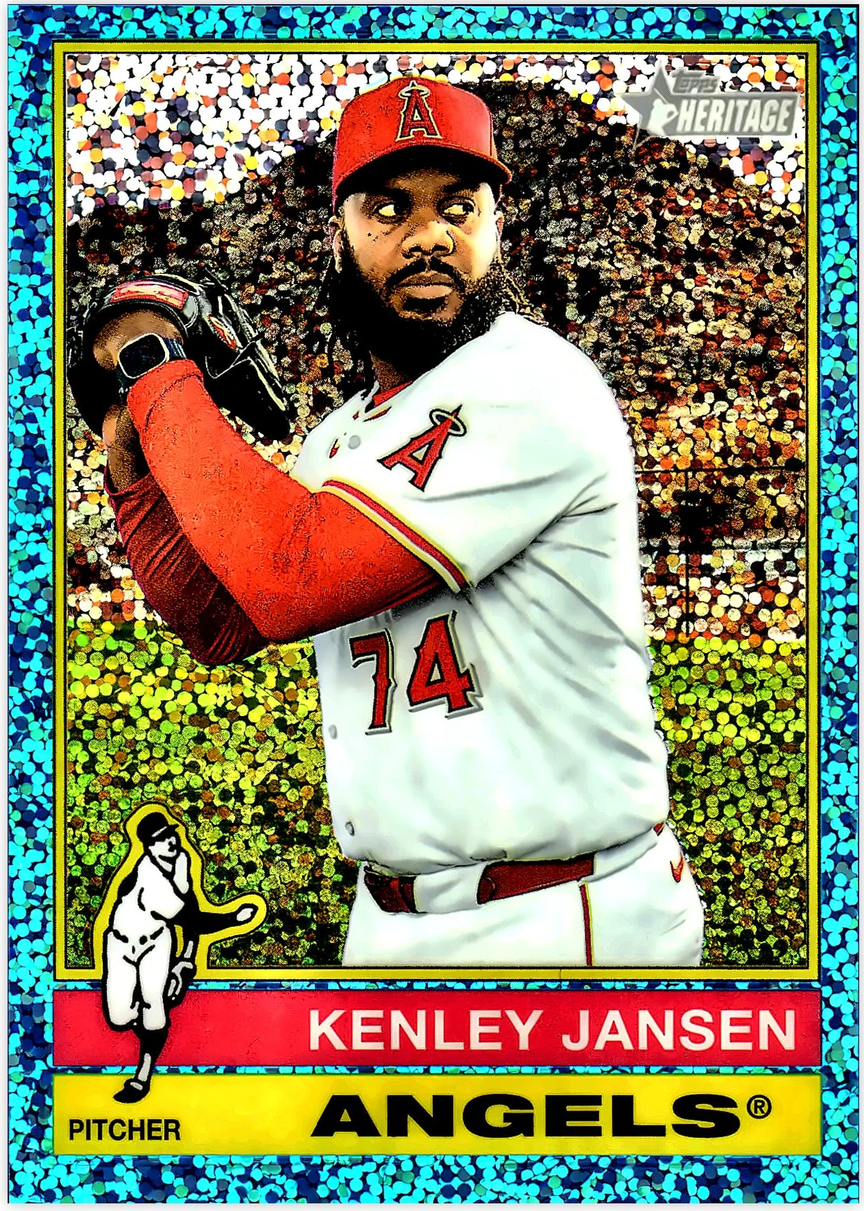 Kenley Jansen 2025 Topps Heritage #709 Chrome Aqua Sparkle Refractor baseball card - Front