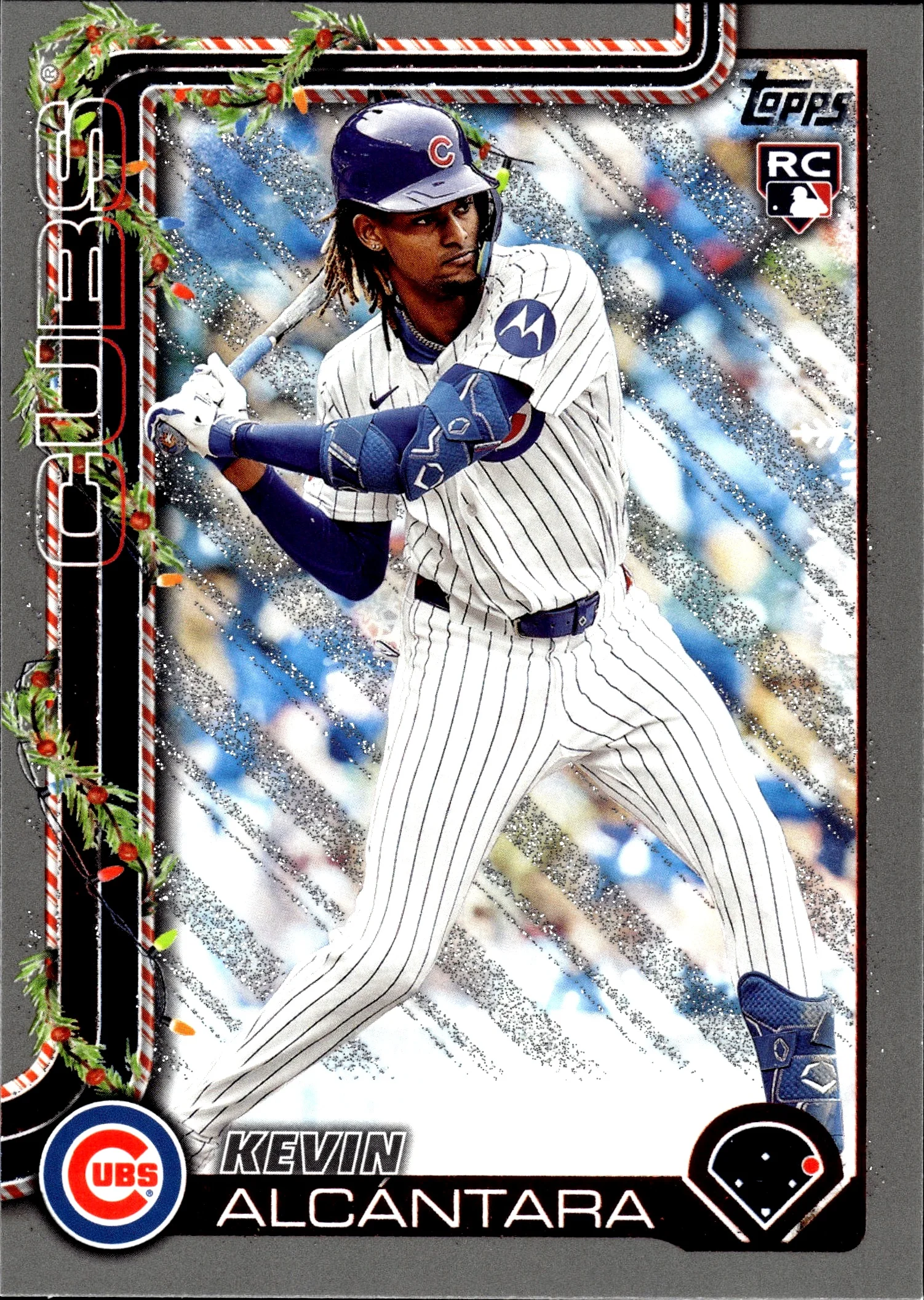 Kevin Alcántara 2025 Topps Holiday #H109 Silver Glitter Holiday baseball rookie card - Front