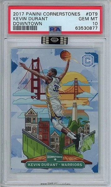 Kevin Durant #DT9 2017-18 Panini Cornerstones Basketball Downtown PSA 10 front