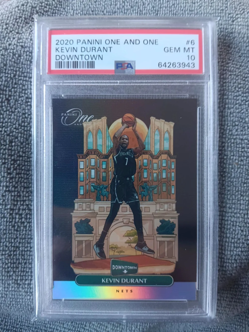 Kevin Durant #6 2020-21 Panini One and One Basketball Downtown PSA 10 front