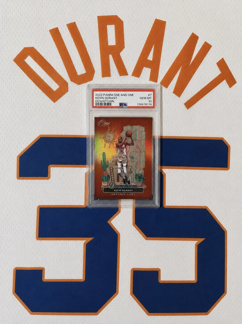 Kevin Durant #7 2022-23 Panini One and One Basketball Downtown PSA 10 front
