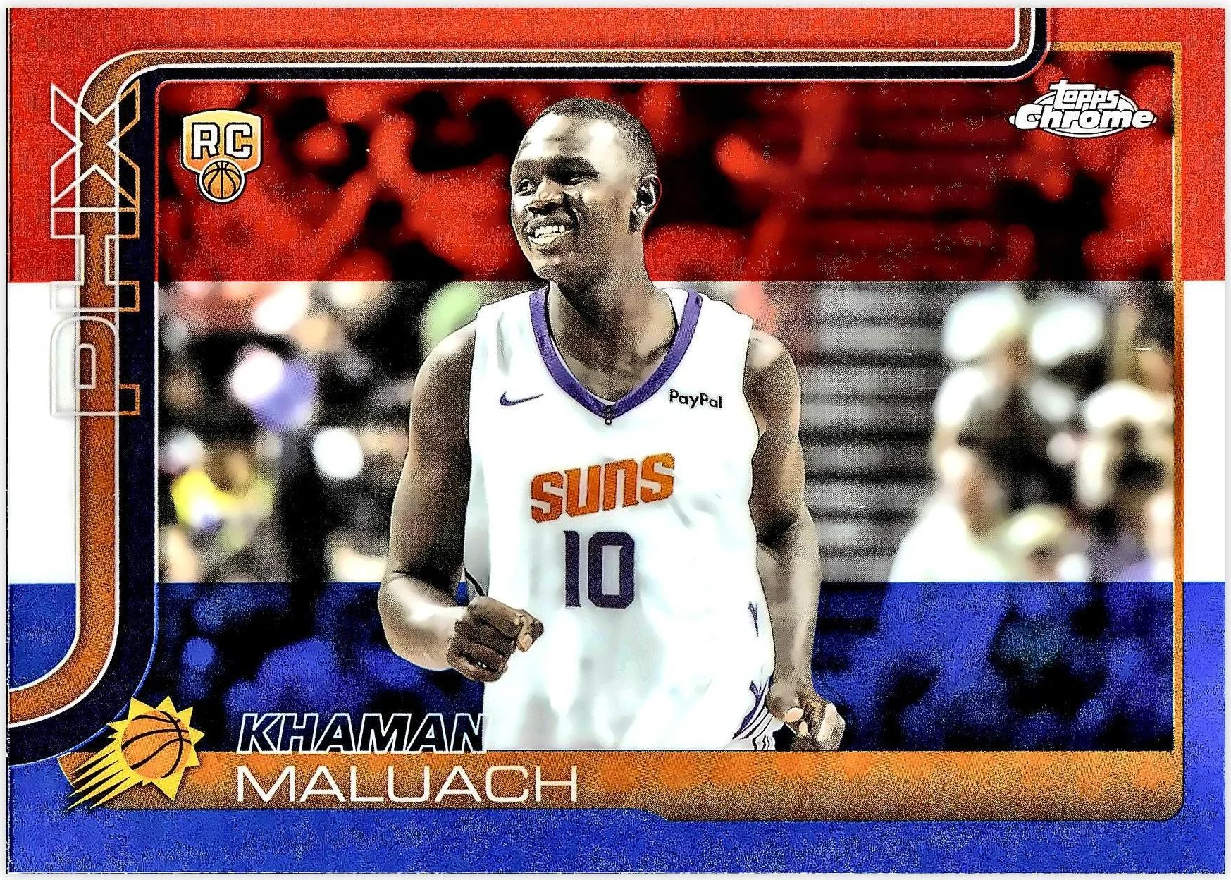 Khaman Maluach 2025-26 Topps Chrome #260 Red White and Blue Refractor basketball rookie card - Front