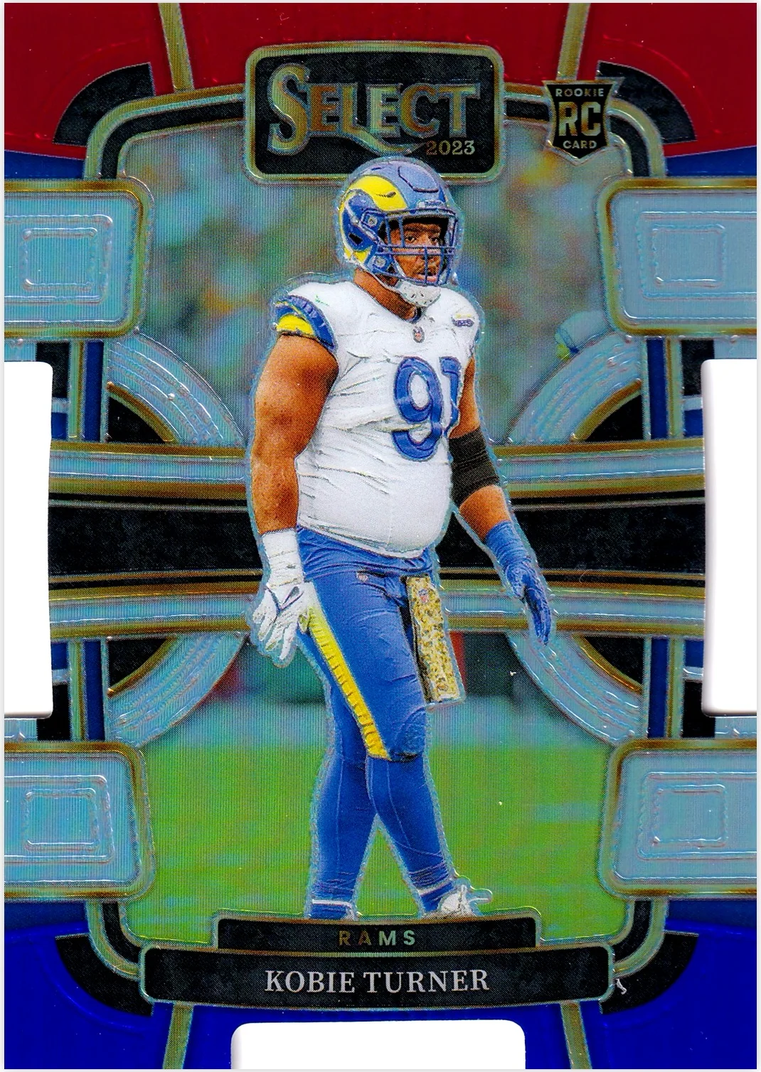 Kobie Turner Rookie Card 2023 Panini Select #54 Red and Blue Prizms Die Cuts football rookie card - Front