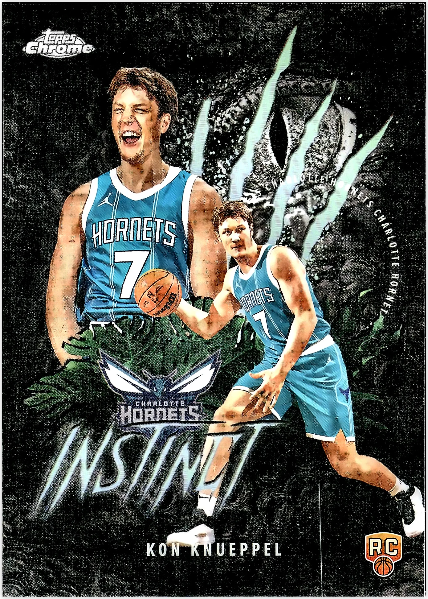 Kon Knueppel 2025-26 Topps Chrome #INS-14 Instinct Refractor basketball rookie card - Front
