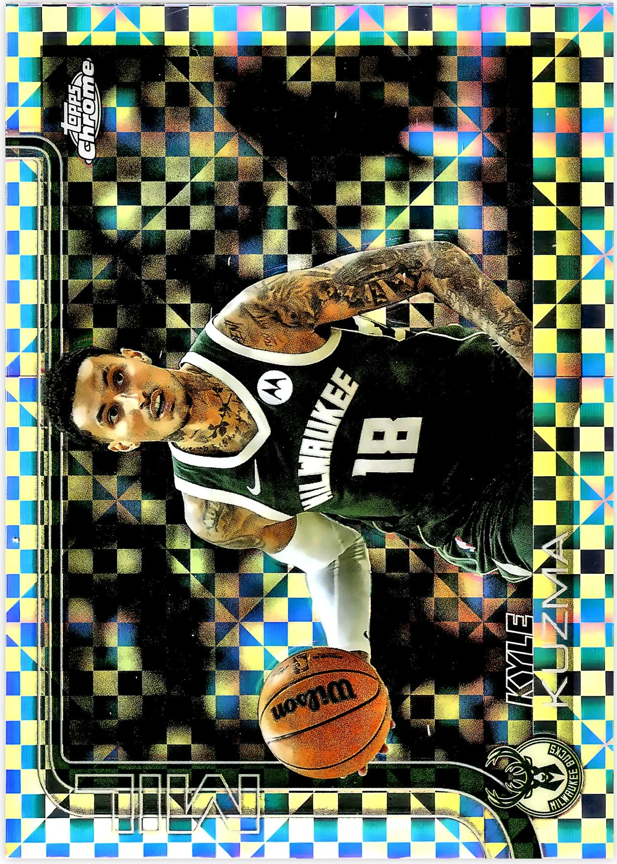 Kyle Kuzma 2025-26 Topps Chrome #118 X-Fractor basketball card - Front