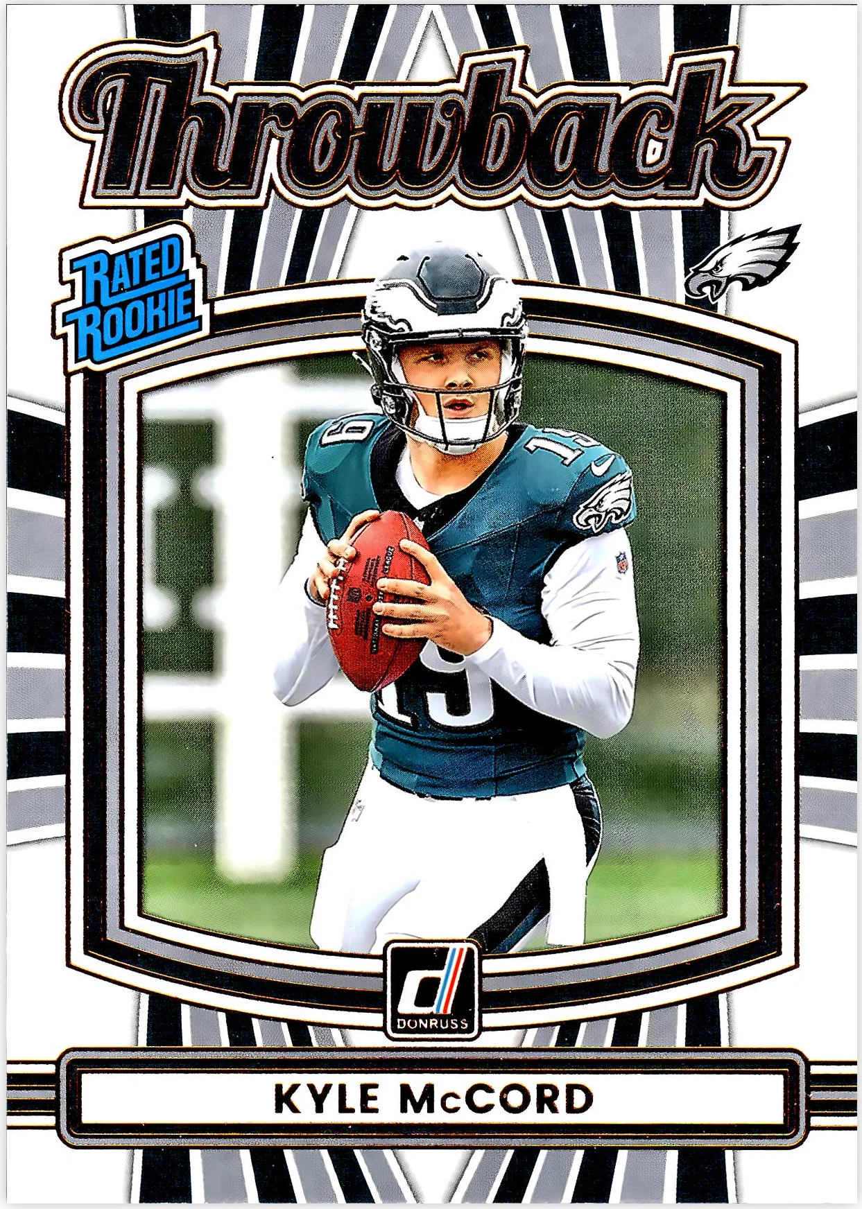 Kyle McCord 2025 Donruss #10 Rated Rookies Throwback football card - Front