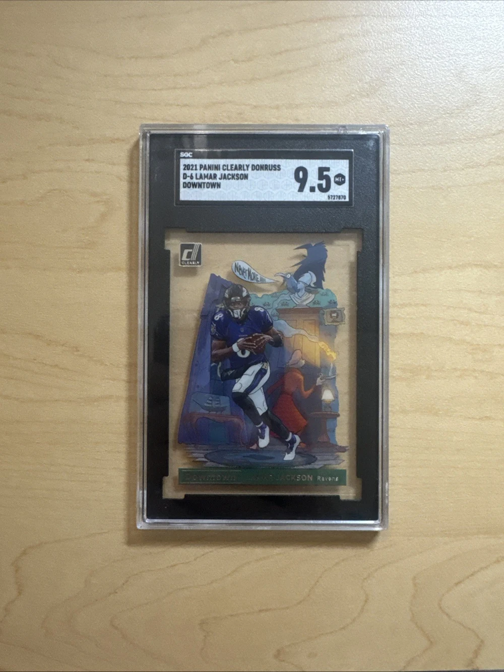 Lamar Jackson #D-6 2021 Clearly Donruss Football Downtown SGC 9.5 front