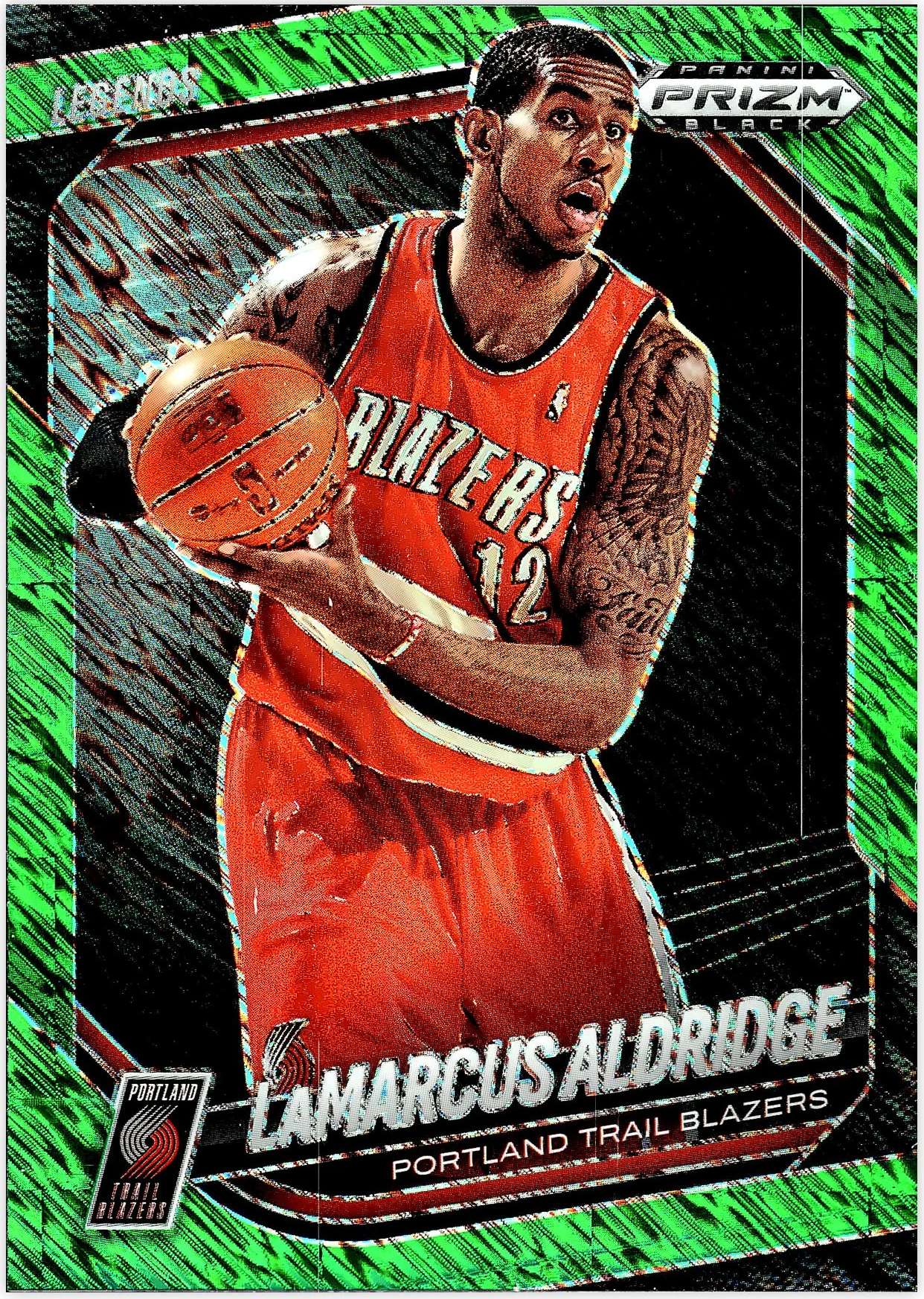 LaMarcus Aldridge 2024-25 Panini Prizm Black #291 Green Shimmer basketball card - Front