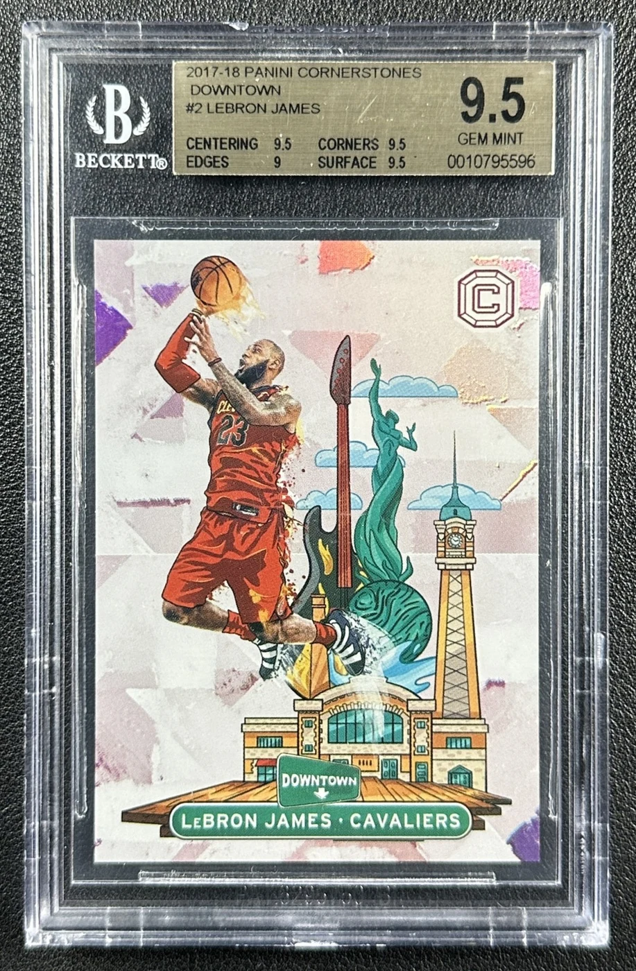 LeBron James #DT2 2017-18 Panini Cornerstones Basketball Downtown BGS 9.5 front