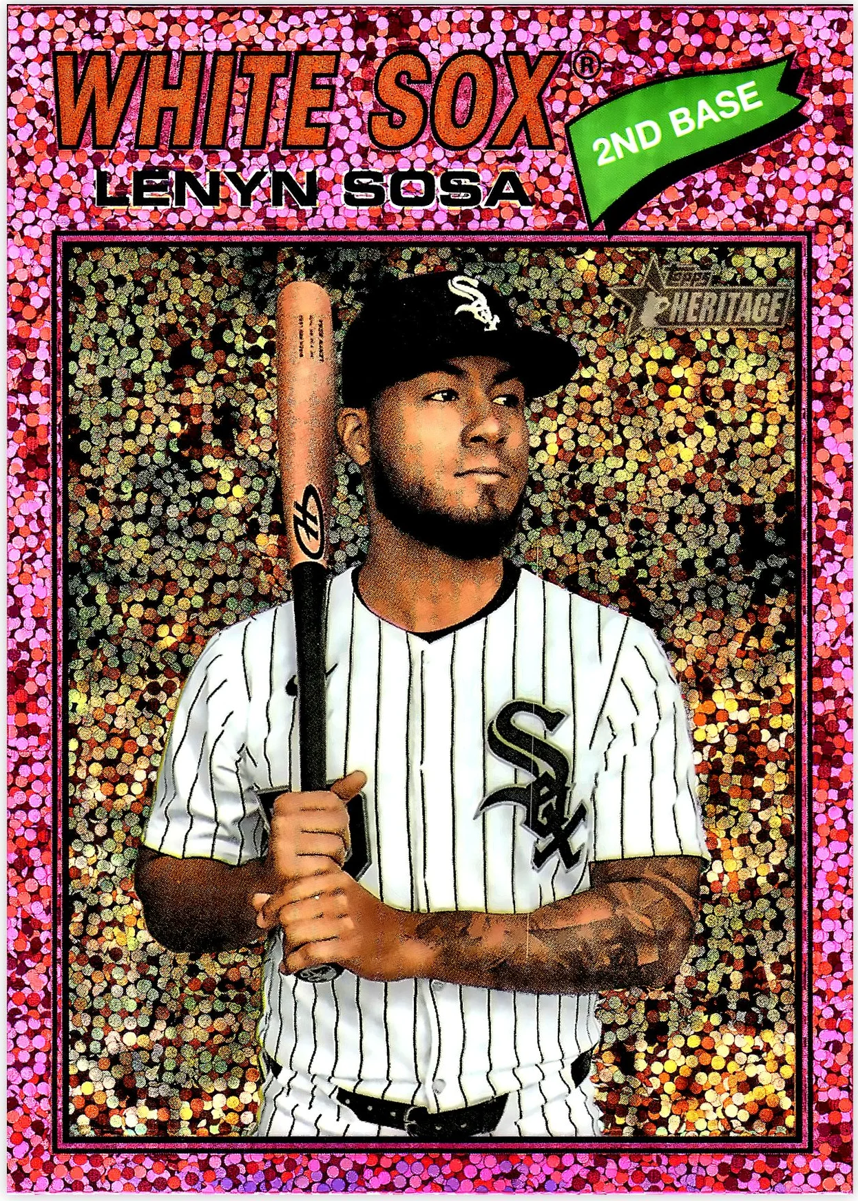 Lenyn Sosa 2026 Topps Heritage #339 Chrome Pink Sparkle Refractors baseball card - Front