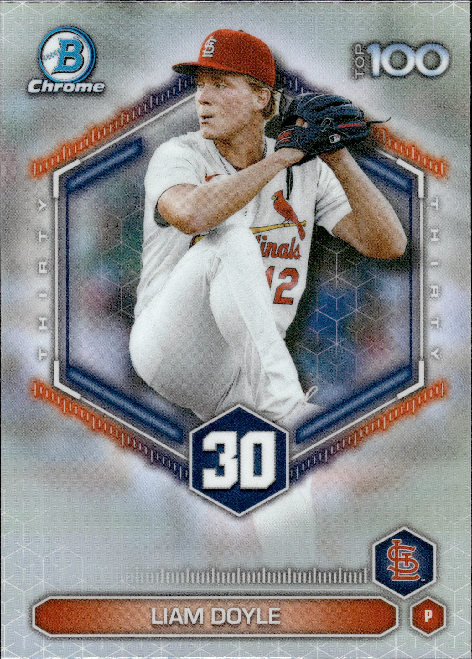 Liam Doyle #BTP-30 2026 Topps Bowman Chrome Baseball Top 100 baseball card - Front