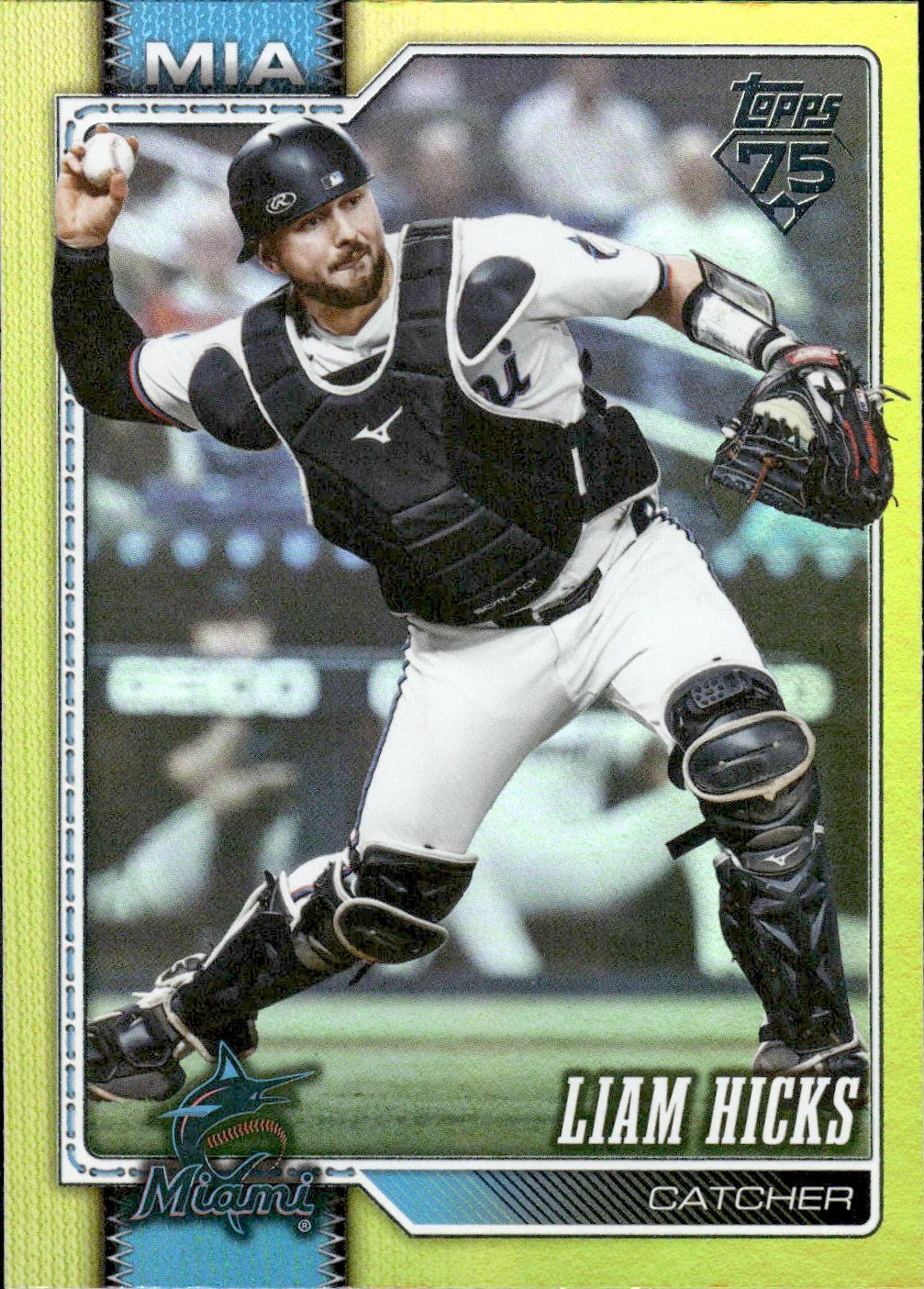 Liam Hicks #596 Yellow Rainbow Foil /399 Rookie Card 2026 Topps Series 2 Baseball baseball rookie card - Front