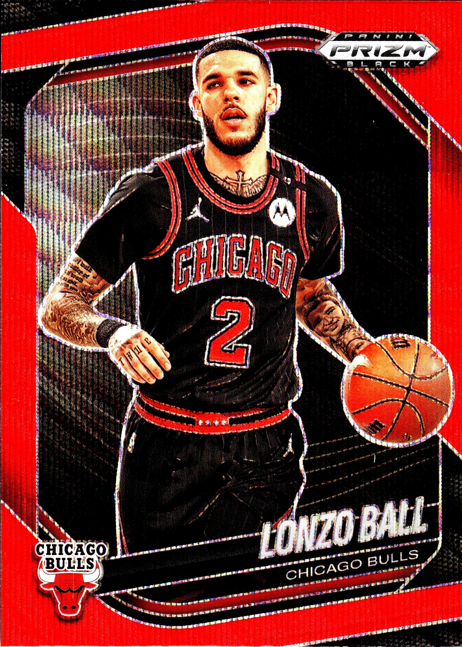 Lonzo Ball 2024-25 Panini Prizm Black #102 Ruby Wave basketball card - Front