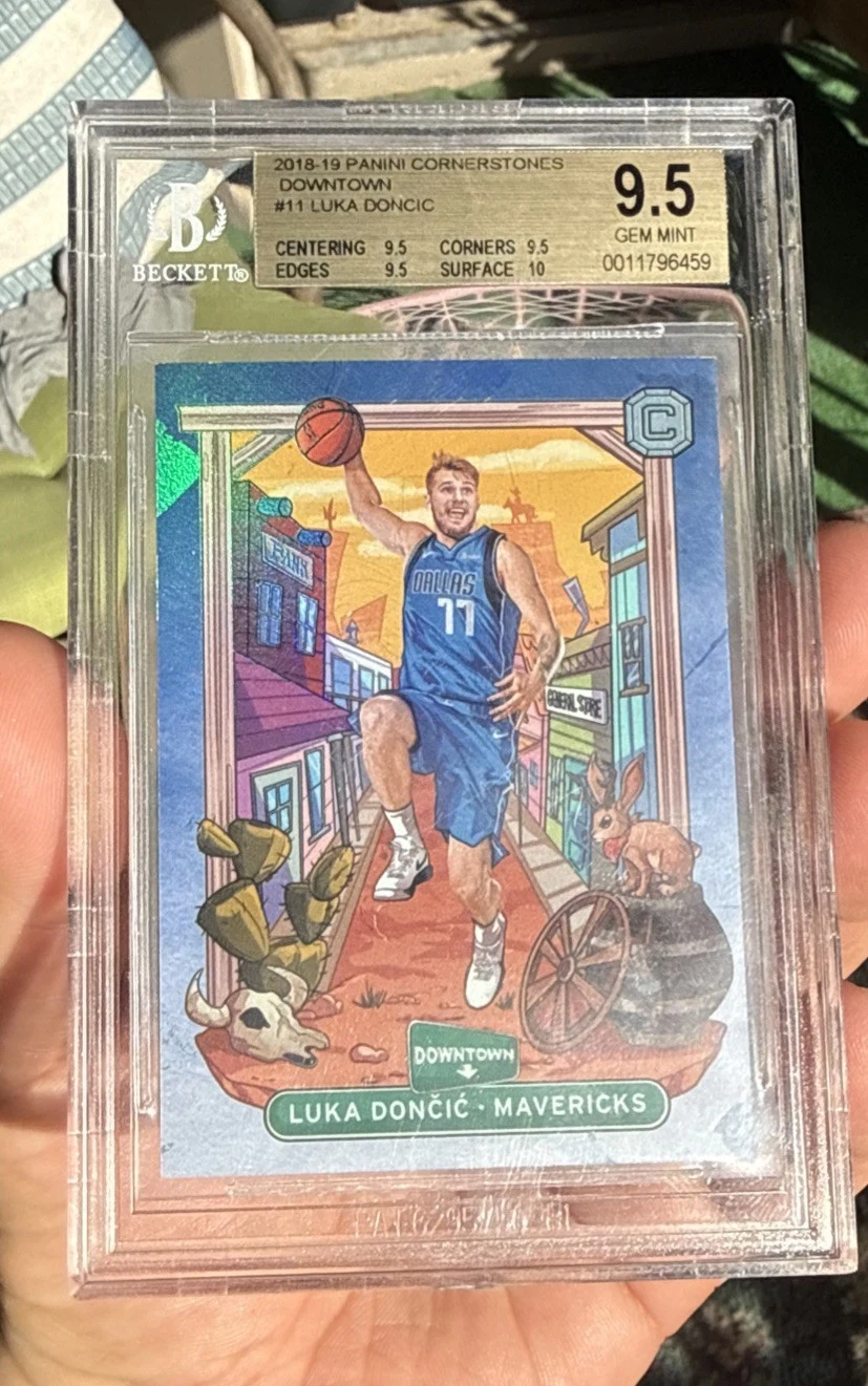 Luka Doncic #11 2018-19 Panini Cornerstones Basketball Downtown BGS 9.5 front