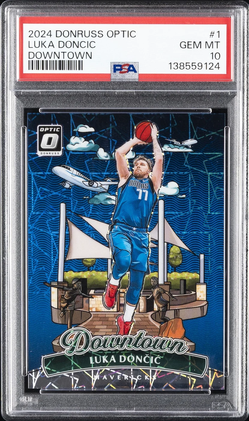 Luka Doncic #1 2024-25 Donruss Optic Basketball Downtown PSA 10 front