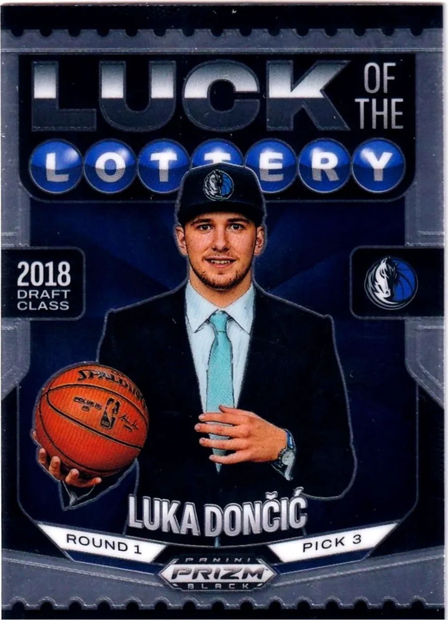Luka Doncic 2024-25 Panini Prizm Black #13 Luck of the Lottery basketball card - Front