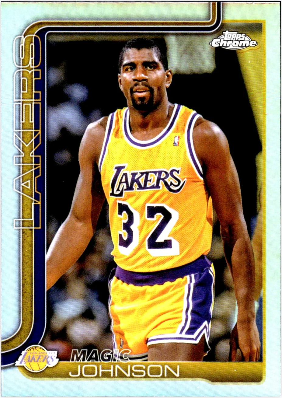 Magic Johnson 2025-26 Topps Chrome #244 Refractor basketball card - Front