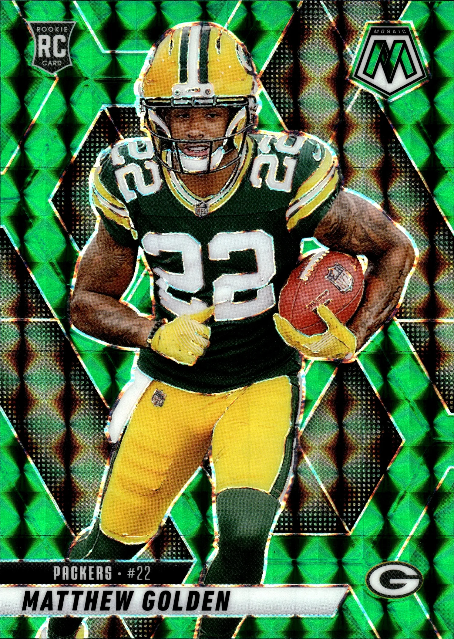 Matthew Golden 2025 Panini Mosaic #323 Mosaic Green football rookie card - Front