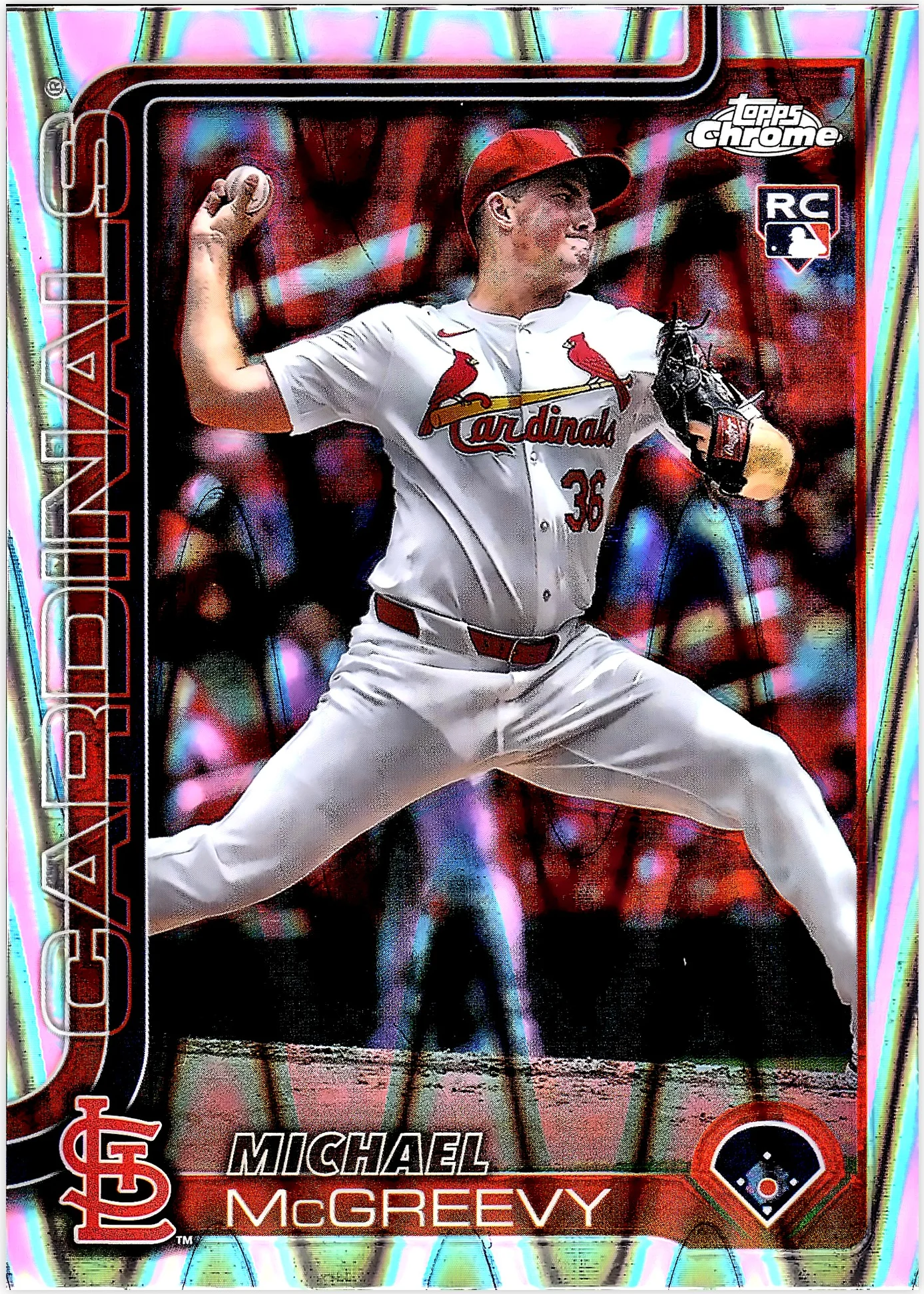 Michael McGreevy 2025 Topps Chrome #29 Raywave Refractors baseball rookie card - Front