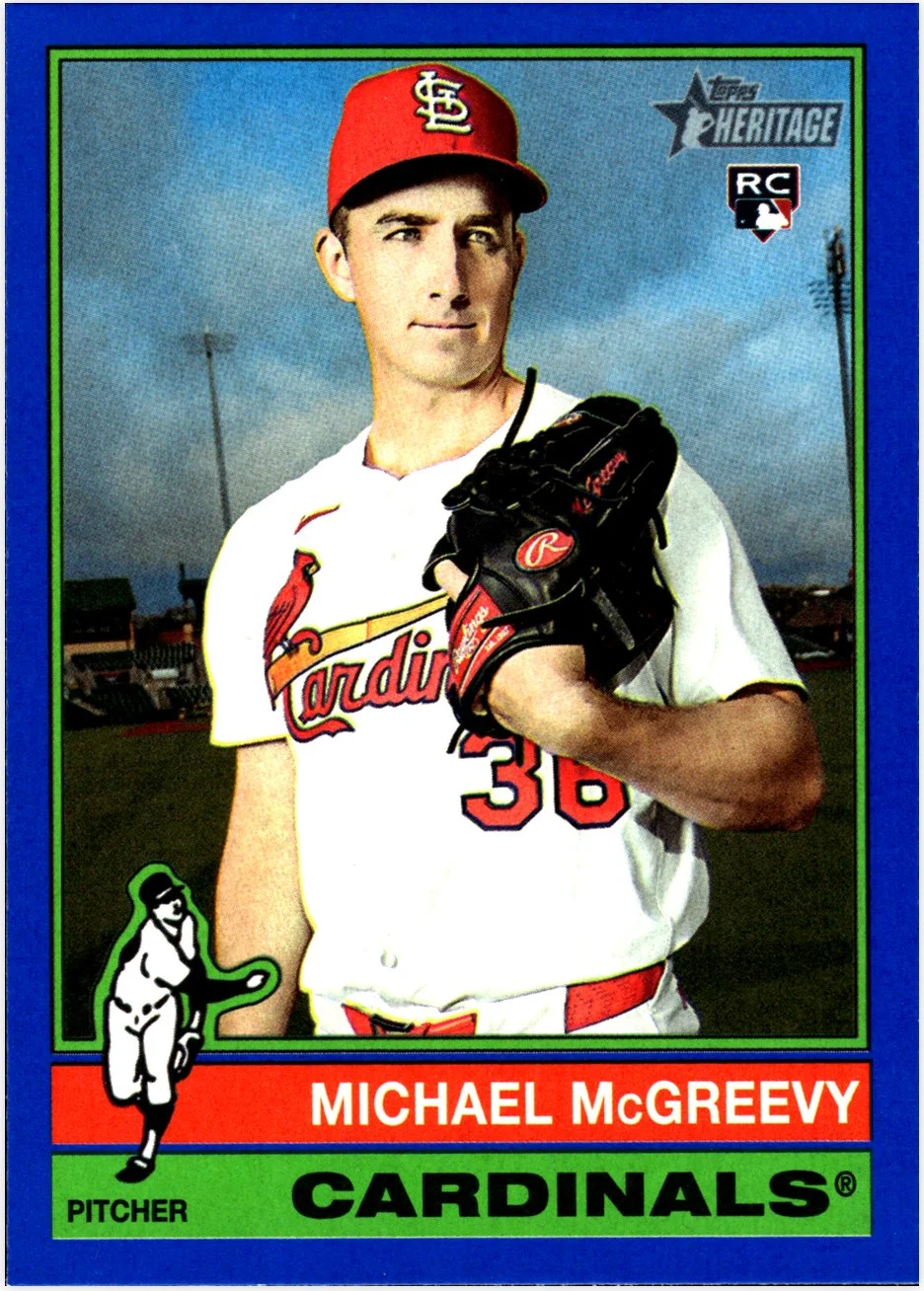 Michael McGreevy Rookie Card 2025 Topps Heritage #585 Dark Blue Border baseball rookie card - Front