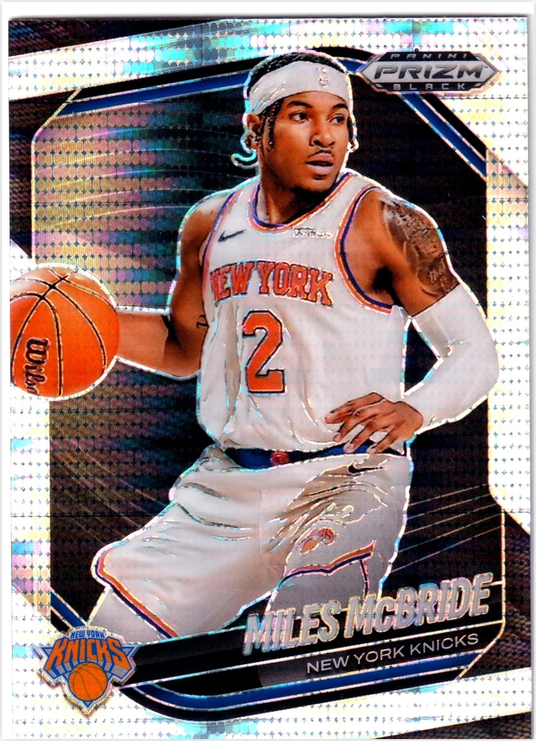 Miles McBride 2024-25 Panini Prizm Black #189 Pulsar basketball card - Front