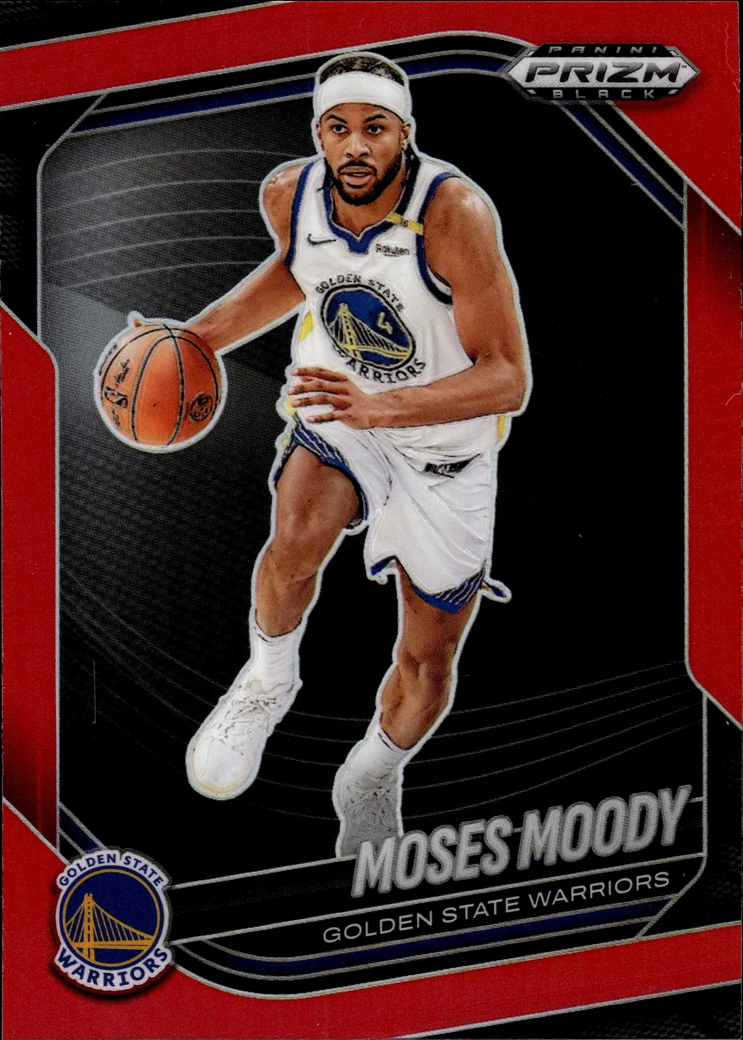 Moses Moody 2024-25 Panini Prizm Black #175 Red basketball card - Front