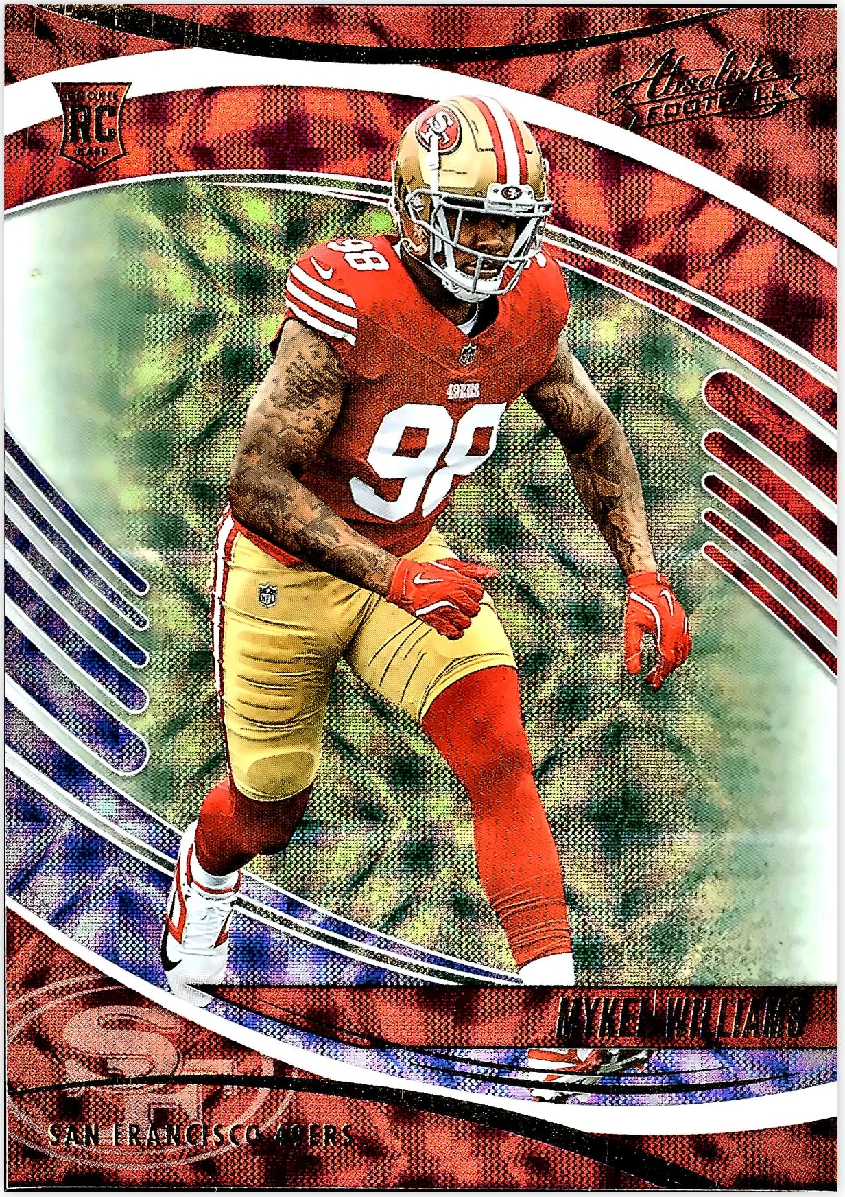 Mykel Williams 2025 Panini Absolute #161 Red, White and Blue Kaleidoscope football rookie card - Front