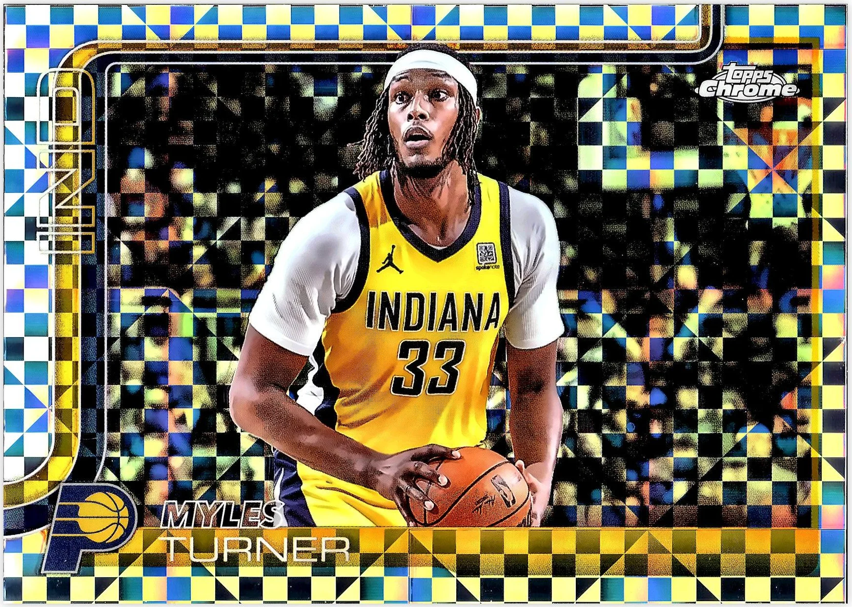 Myles Turner 2025-26 Topps Chrome #29 X-Fractor basketball card - Front
