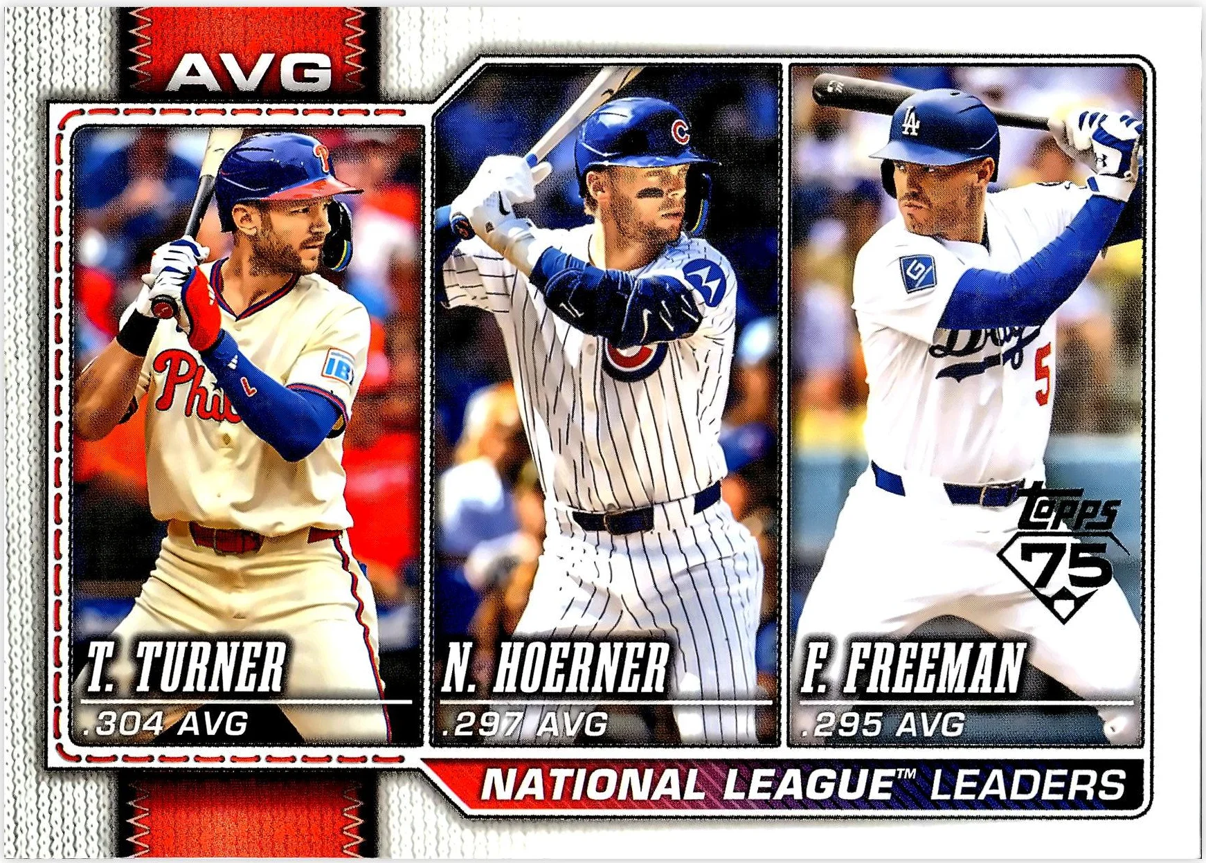 National League Leaders Avg (Trea Turner / Nico Hoerner / Freddie Freeman) 2026 Topps #151 baseball card - Front