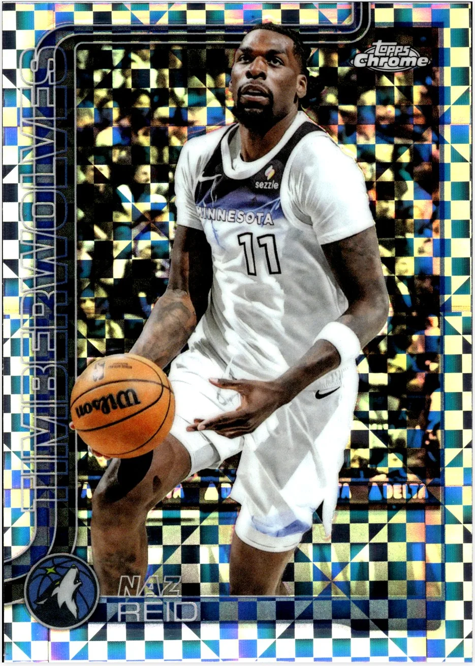 Naz Reid 2025-26 Topps Chrome #156 X-Fractor basketball card - Front