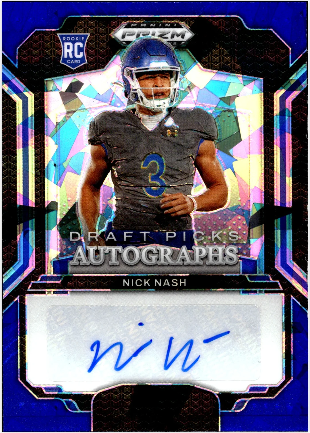 Nick Nash 2025 Panini Prizm Draft Picks #DPA-NNH Draft Picks Autographs Blue Ice football card - Front